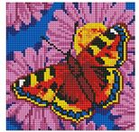 Алмазная мозаика Бабочка на цветах 20*20см.с подр.,с полным заполнением AC20012