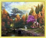 Алмазная мозаика Осенний пейзаж с озером 40*50см.с подр.,с част. заполнением ASI001