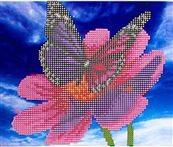 Алмазная мозаика 21*25см. Бабочка на цветке на картоне с част.заполн. НД-1460