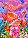 Картина по номерам 30х40 Яркие фламинго KA052